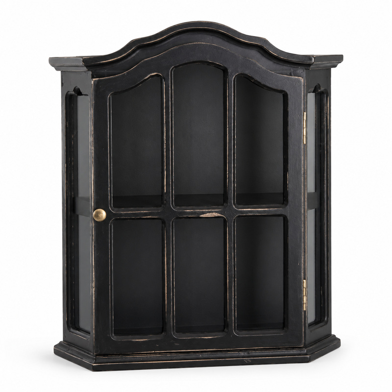 Vintage Collectible Glass - Vintage Distressed Wood Wall Cabinet with