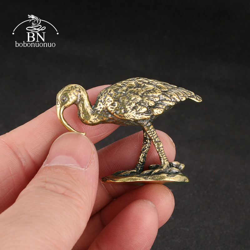 Vintage Collectible Ornaments - Brass Vintage Long-billed Crane Figurines Miniatures