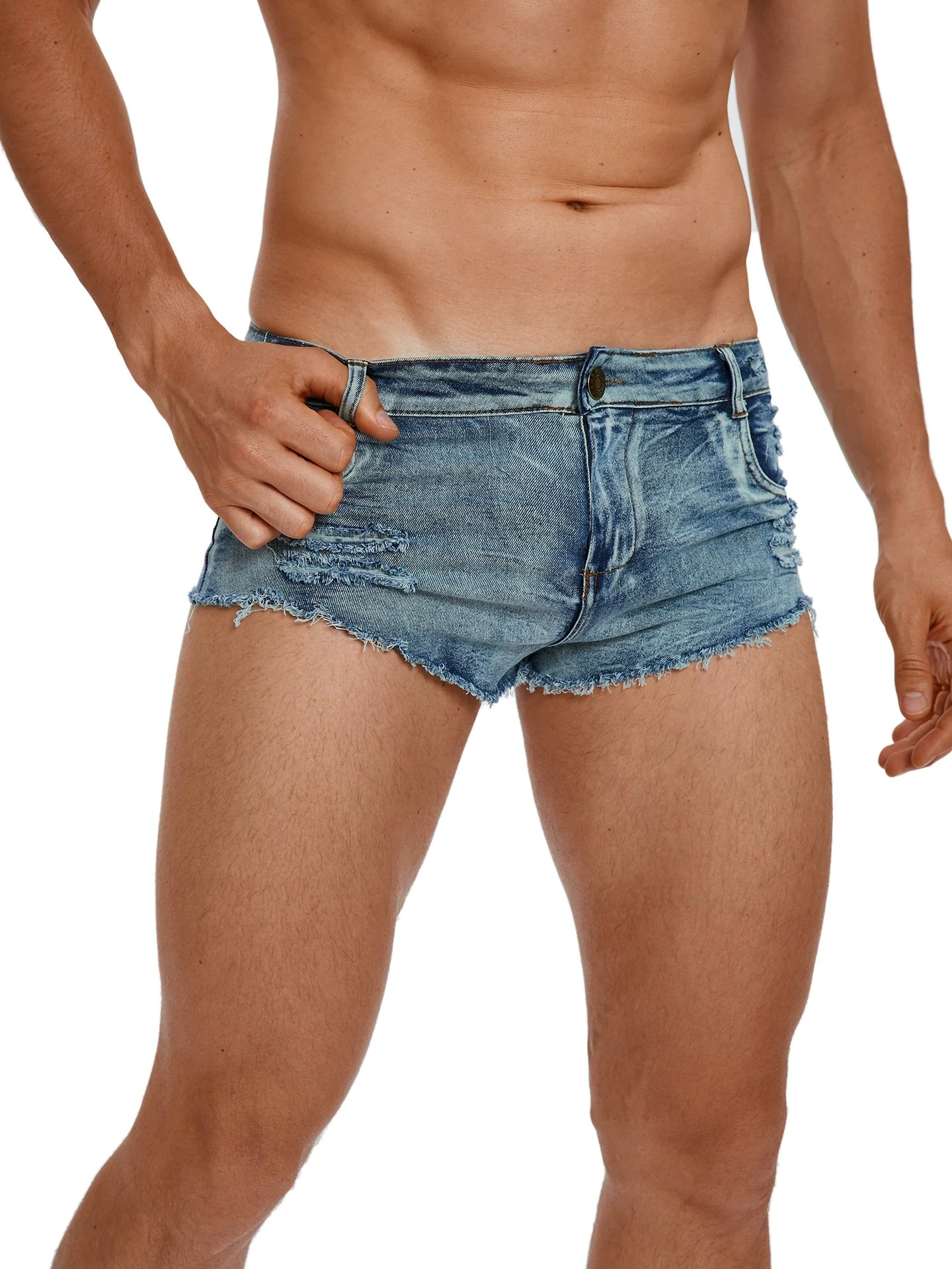 Vintage Collectible Buttons - Men's Low Waist Jeans Shorts Fashion
