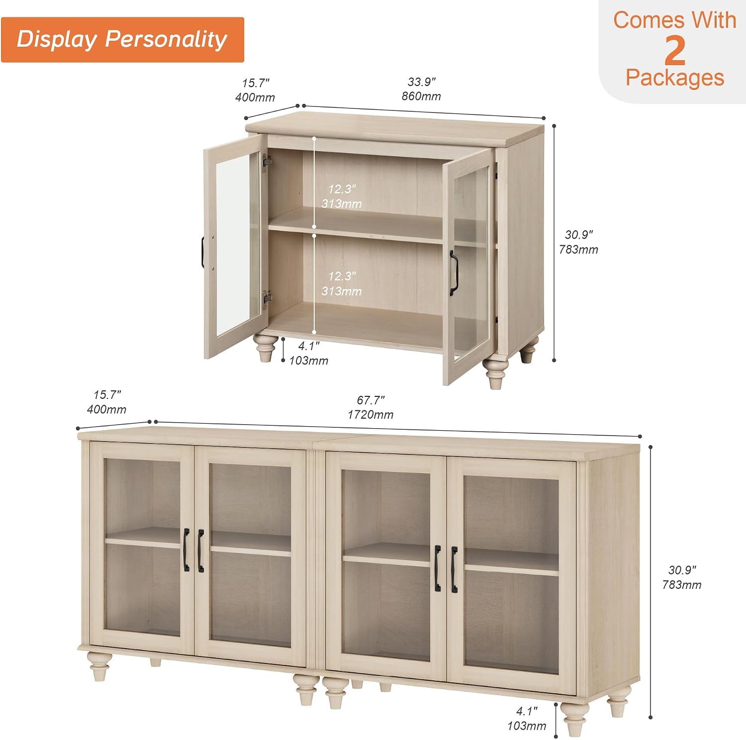 Wood Storage Sideboard Buffet  - огляд і ціна Vintage Collectible Glass