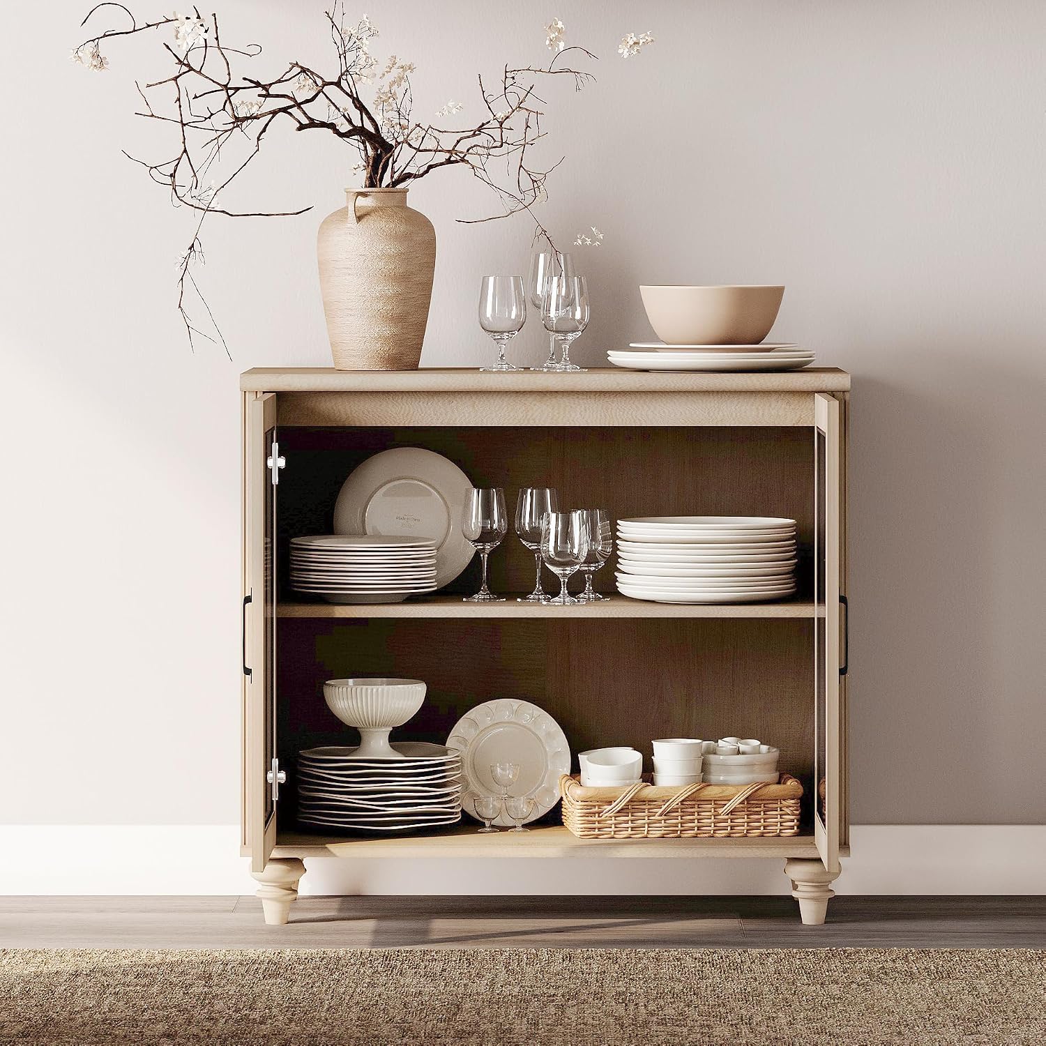 Wood Storage Sideboard Buffet  - огляд і ціна Vintage Collectible Glass