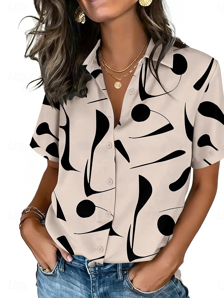 Women's Dot Print Lapel Shirt  - огляд і ціна Vintage Collectible Buttons